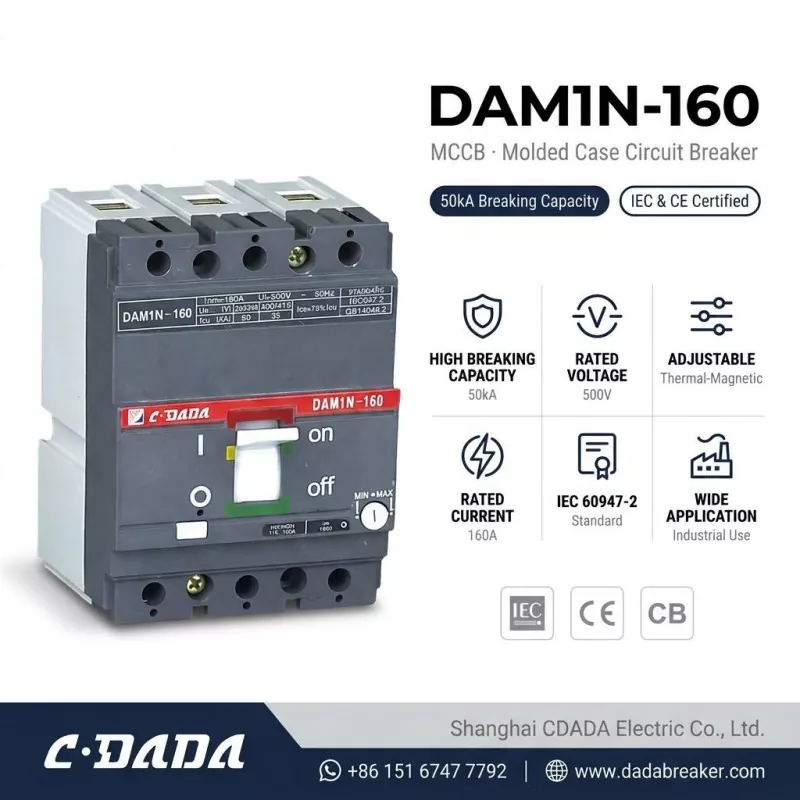 CDADA gefur út DAM1N-160 160A MCCB aflrofa með miklum afkastagetu